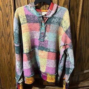 New without tags multi color hooded top